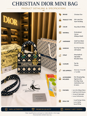 CHRISTIAN DIO.R LADY EMBROIDERY PREMIUM BAG WITH OG BOX 
