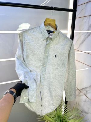 Sale Ralp h Lauren Linen Grey Embroidery Logo Super Premium Shirt F2608-GY