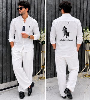 RL POLO PURE LENEN FABRIC WHITE FRONT AND BACK PRINTED SHIRTS MR392