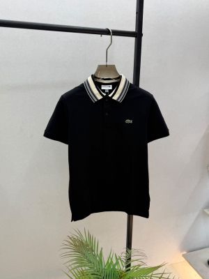 Lacost e Black Polo Premium Collar Neck T-shirt F3869-B1