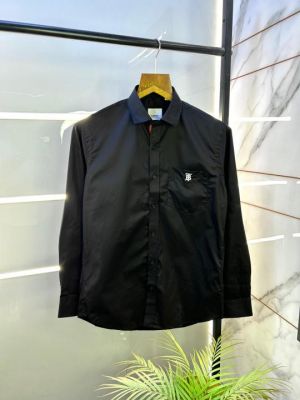 Burberr y Black Embroidery Logo Premium Shirt With Brand Box Packing and carry bag F2735-BL