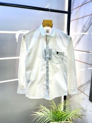 Burberr y White Embroidery Logo Premium Shirt With Brand Box Packing and carry bag F2735-WH