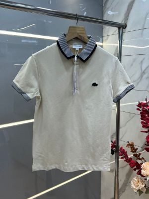 Lacost e Beige Premium Cotton Lycra Pique fabric Polo Tshirt with Collar Design With Embroidery Logo 4319