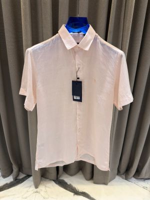 Hacket Chest Logo Half Linen Shirts Pink