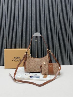 Coachh Laurel Mini Apricot Tan Combo With Original Box Dustcover Wristlet Tags