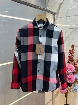 Burberr y Premium Imported Checks Shirt With custom Branded Button Tagging with Printed Design And Brand Packing 4120