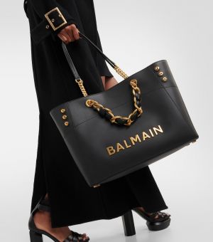 B_almain_1945 embellished leather-trimmed cotton-blend jacquard tote with dust cover