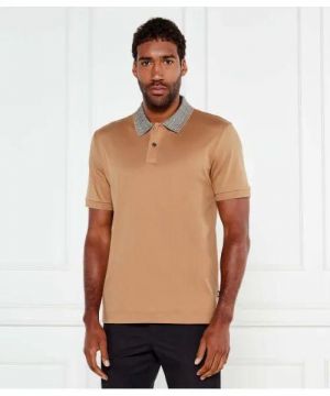 Hugo Bos s Brown Premium Polo With 240gsm Interlock Compact Yarn Fabric With Collar Design 4185