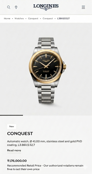 LONGINE S CONQUEST WATCH HVY WC 1460