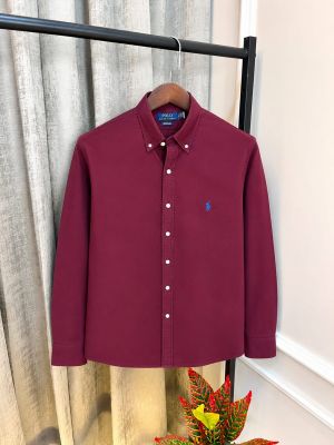 Ralp_h Lauren Polo Maroon Premium Heavy Oxford Cotton Shirt(1137)