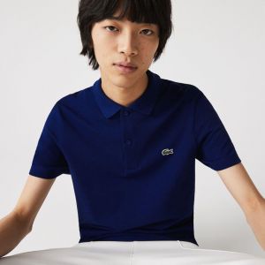 Lacost e Blue Premium Cotton Lycra Pique fabric Polo Tshirt with Back Design With Embroidery Logo 4345