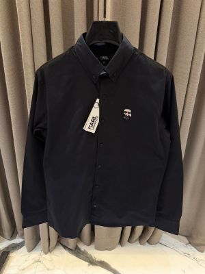 Karl_Legarfield Chest Logo Full Sleeves Shirt Black