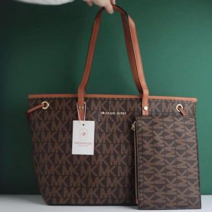 Michael Kor_s Large Jet Set Big Mk Print Tote Bag With Dust Bag (2003-Beige)