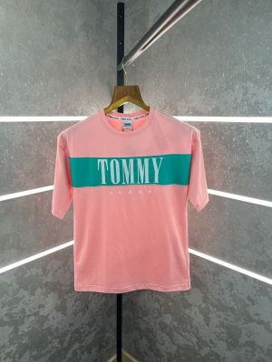 SALE TOMM Y HILFIGER DROP SHOULDER PINK PREMIUM T-SHIRT 486