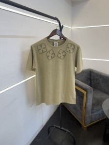 Chrome heart carbon beige yellow acid wash imported round neck tshirt