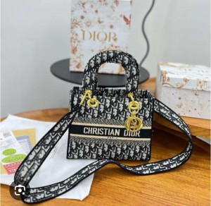 Christian dio_r LADY BAG WITH BRAND-BOX BLACK CARRY BAG 729
