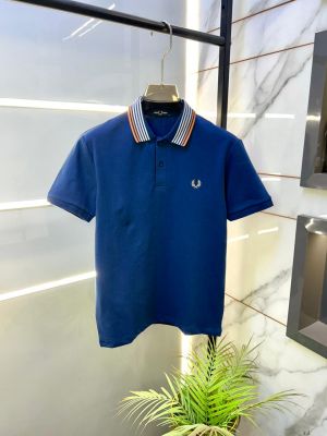 Fred Perry Blue Polo Premium Collar Neck T-shirt F3755-BU