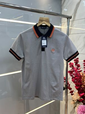 Fred Perr y Grey Premium Cotton Pique fabric Polo Tshirt with collar & Sleeves Design and Embroidered Logo 4235