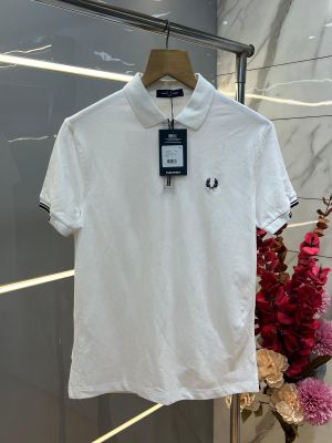 Fre d perry White Polo Tshirt With Plain Design and Embroidery Logo Sale Offer 1039