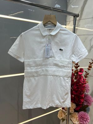 Lacost e White Polo Tshirt With Front Design and Embroidery Logo Sale Offer 1037
