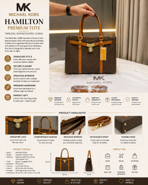 MICHAEL KOR.S HAMILTON PREMIUM TOTE WITH DUST BAG