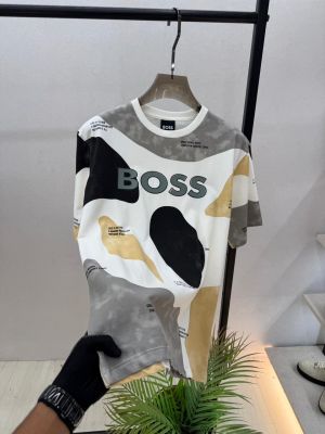 Boss Grey Oversized Printed Premium Round Neck Drop Shoulder T-shirt F3853-GY