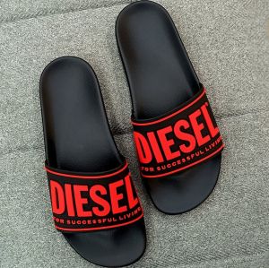 Diese.l Embossed Logo Slide Black Red