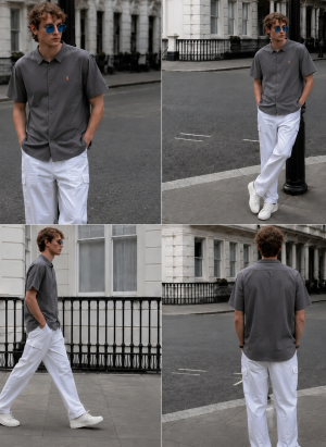 RALP-H L-AUREN P-OLO IMPORTED STORE ARTICLE SHIRT  LINEN FABRIC