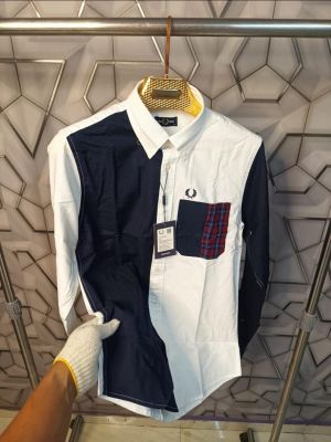 sale_Fred_Perry_White_Blue_Embroidery_Logo_Pocket_Look_Premium_Oxford_Shirt_(1837)