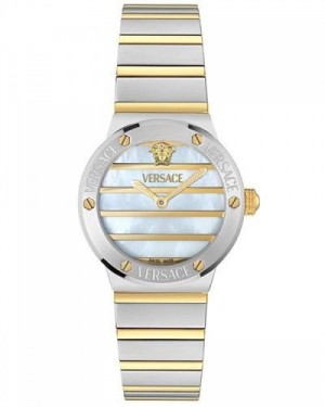 Versace Greca Logo Pearl Silver Gold