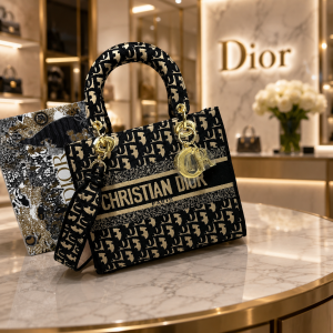 Christian Dio_r D-Lady Black Sling Bag With Box Dustbag SlingBelt