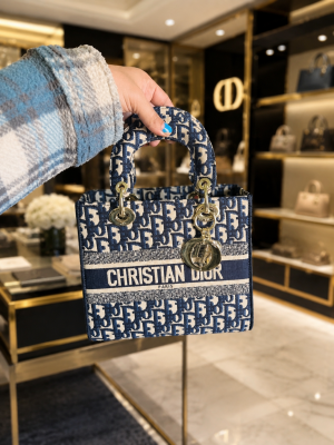 Christian Dio_r D-Lady Blue Sling Bag With Box Dustbag SlingBelt