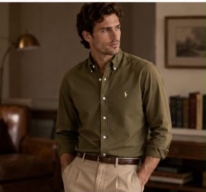  RALP_H LAUREN OLIVE  PREMIUM CLASSIC SHIRT