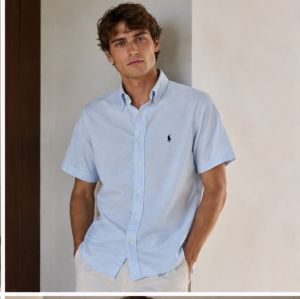 RALP_H LAUREN PREMIUM SKY HALF SLEEVES SHIRT