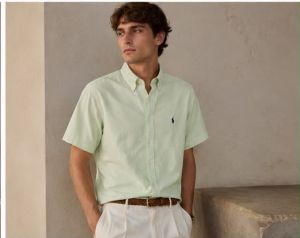 RALP_H LAUREN PREMIUM GREEN HALF SLEEVES SHIRT