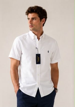 RALP_H LAUREN PREMIUM WHITE HALF SLEEVES SHIRT