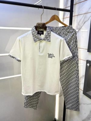 Christian Dio r White Imported Monogram Premium Track Suit With Brand Carry Bag F3681-W1