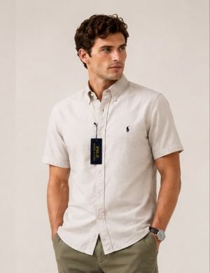 RALP_H LAUREN PREMIUM LIGHT GREY HALF SLEEVES SHIRT