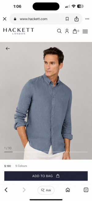 Hacket Chest Logo Full Sleeves Shirt Blue