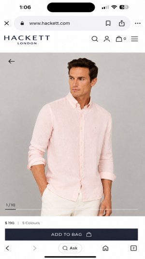 Hacket Chest Logo Full Sleeves Shirt Pink