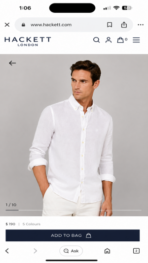 Hacket Chest Logo Full Sleeves Shirt White