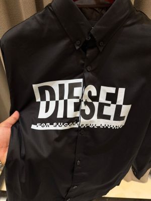 Diese_l Middle Brand Logo Full Sleeves Shirt Black 