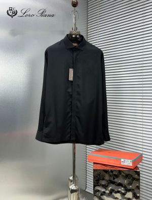 Lorro Piana Imported Korean Fabric Box Pack Full Sleeves Shirt black