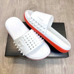Christian Loubouti n Take It Easy White Red Premium Slides