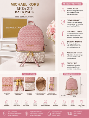 MICHAEL KOR.S PINK DUAL TONE PREMIUM BAGPACK WITH DUST BAG