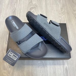 Birkenstock Adjust Velcro Straps Soft Cushion Grey Slides