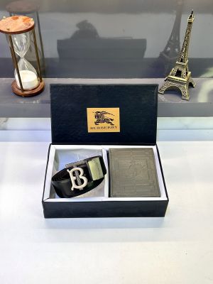 Burberr_y Dark Green Belt & Wallet Combo Fa 725
