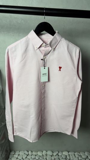Ami Heart Logo Premium Pink Oxford Shirt  2484