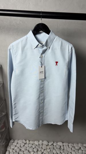 Ami Heart Logo Premium Sky Blue Oxford Shirt 2485