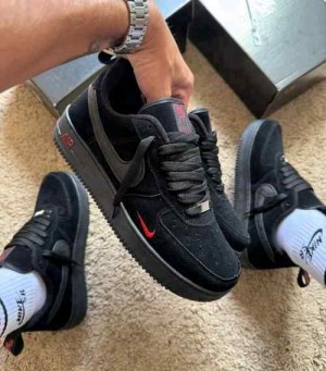Nikee Airforce 1 Low Multi Swoosh Black Crimson 1208